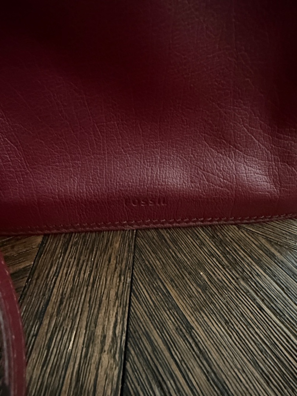 Fossil Campbell Dark Red Leather Suede Crossbody Bag Adjustable Strap - Picture 6 of 11